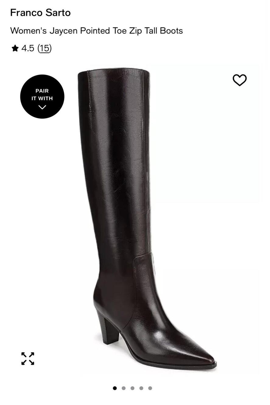 Franco Sarto Jaycen Boots Womens Size 6.5M Brown Knee High Tall Pointed Toe Zip